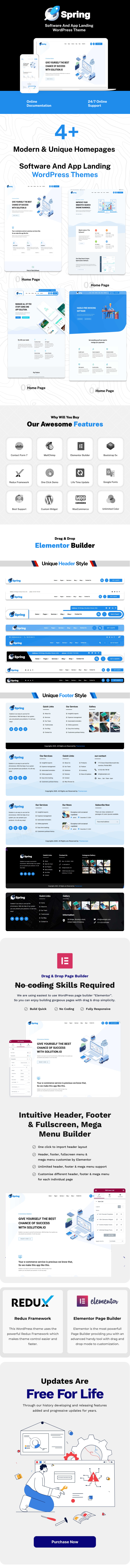 Spring – Software and App Landing WordPress Theme